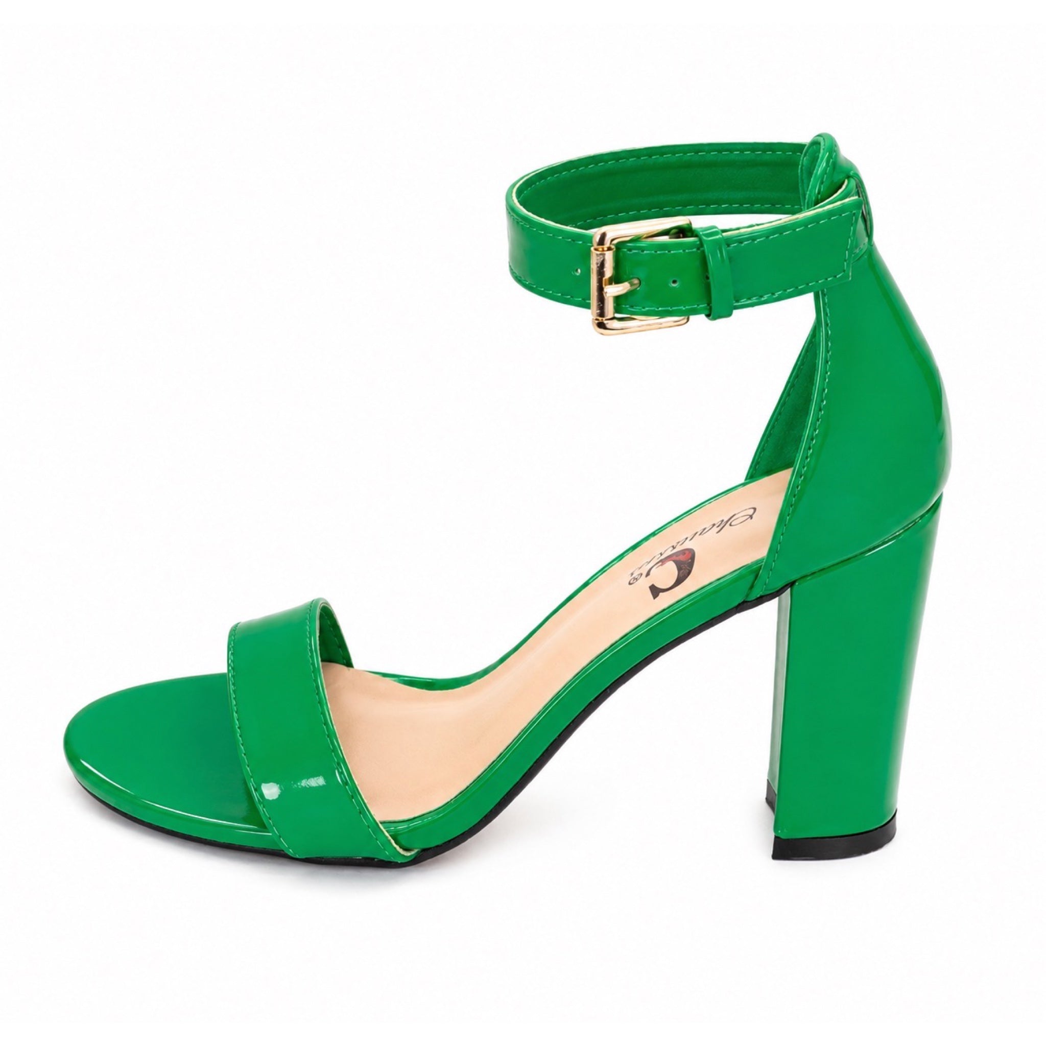 Charlita Kelly Green Patent Block Heel Sandal