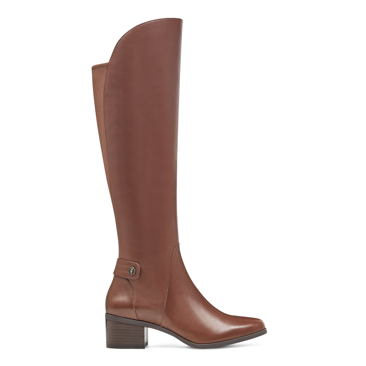 Embrace a modern silhouette that's sure to garner plenty of compliments with Anne Klein smooth leather Jela boot. Jela has a pull-on design with a half-zip closure at the side and a stretch panel at the back for added comfort. Jela's insole has dual, lightweight foam layers to provide cushioning and shock-absorption as well as a durable rubber outsole