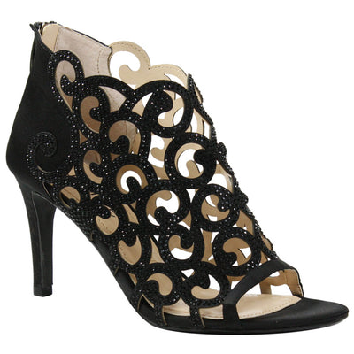 J. Renee Mcwayfalls Black Rhinestone Cage Dress Sandal